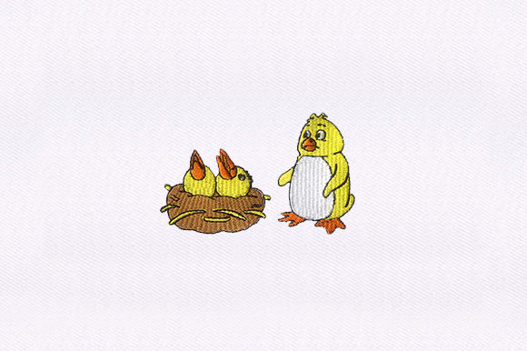 Bird Baby Chicks Embroidery Design