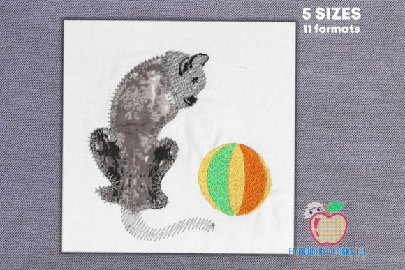 Cat Playing with Ball Applique