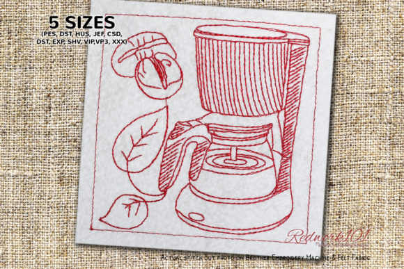 Coffee Maker Machine Embroidery Design
