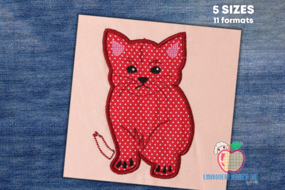 Flufffy Kitten Sitting Applique